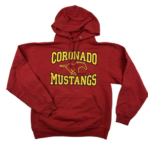 Jerzees Hoodie Unisex Small Coronado Mustangs Pullover Red Fleece Sports